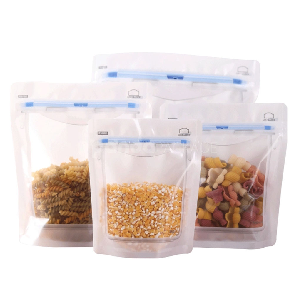 reusable stand up slider zipper pouch for food storage use