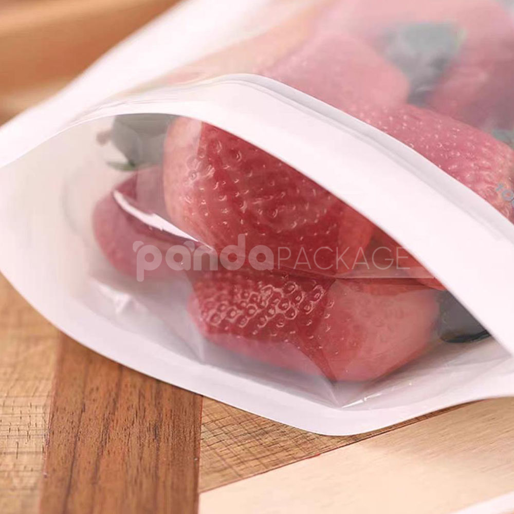 reusable stand up slider zipper pouch for food storage use