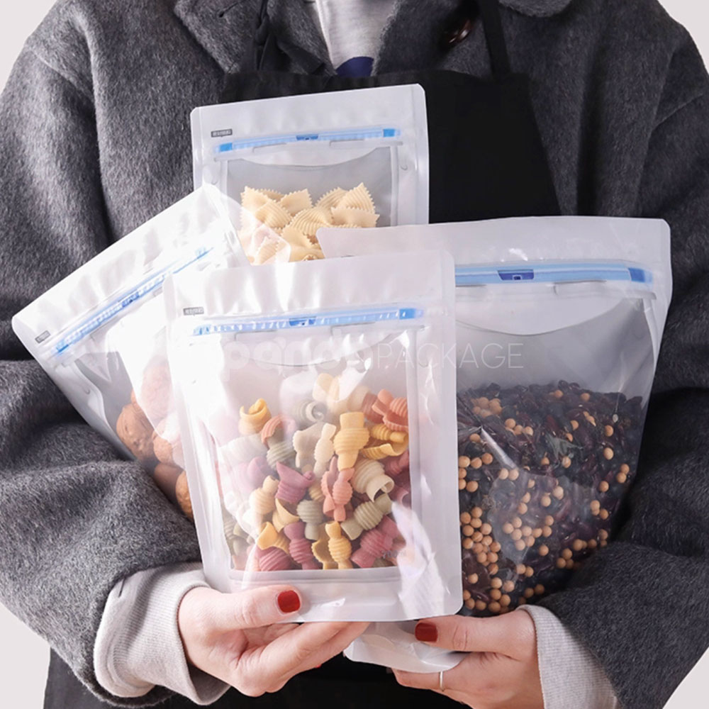 reusable stand up slider zipper pouch for food storage use