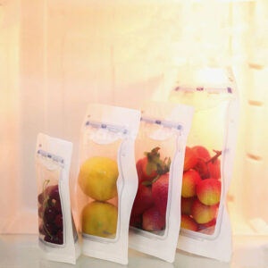 reusable stand up slider zipper pouch for food storage use