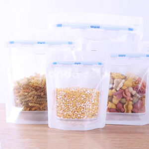 reusable stand up slider zipper pouch for food storage use