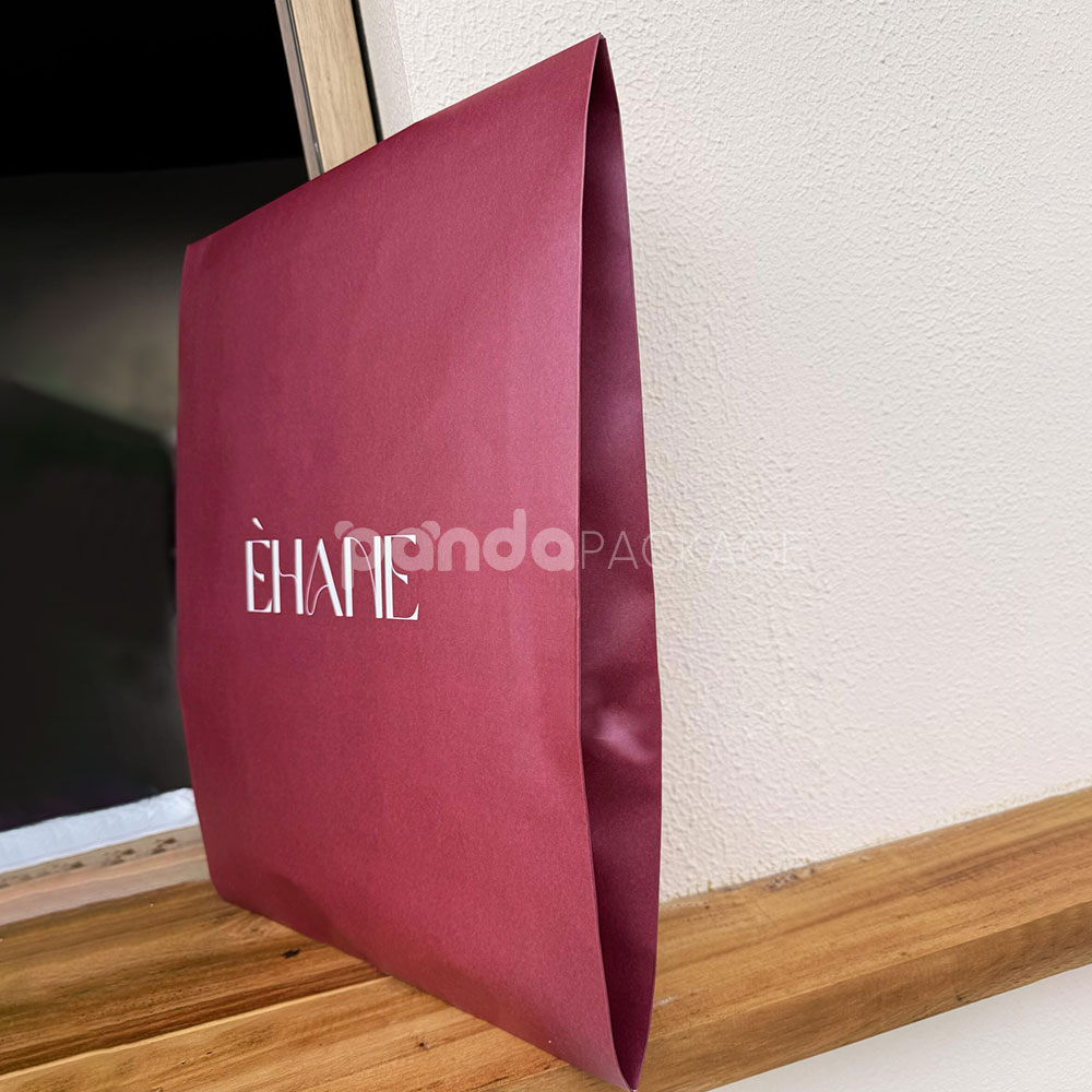 burgundy paper mailer bag for clothing shipping and packaging