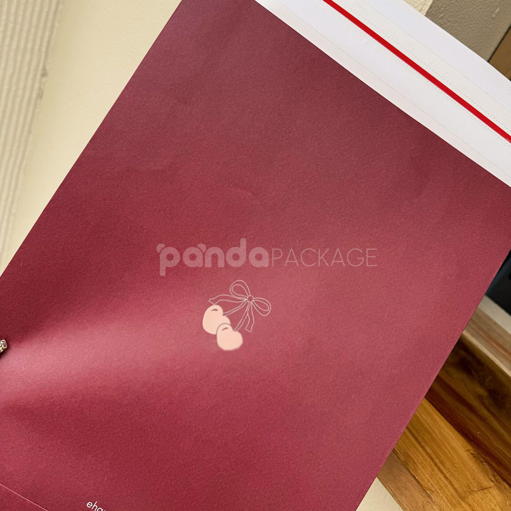 burgundy paper mailer bag for clothing shipping and packaging