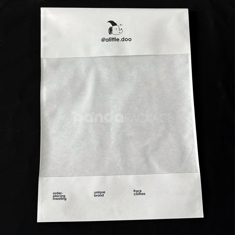 white apparel pouch with velcro closure for lightweight packaging
