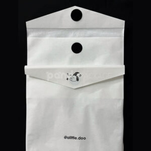 white apparel pouch with velcro closure for lightweight packaging