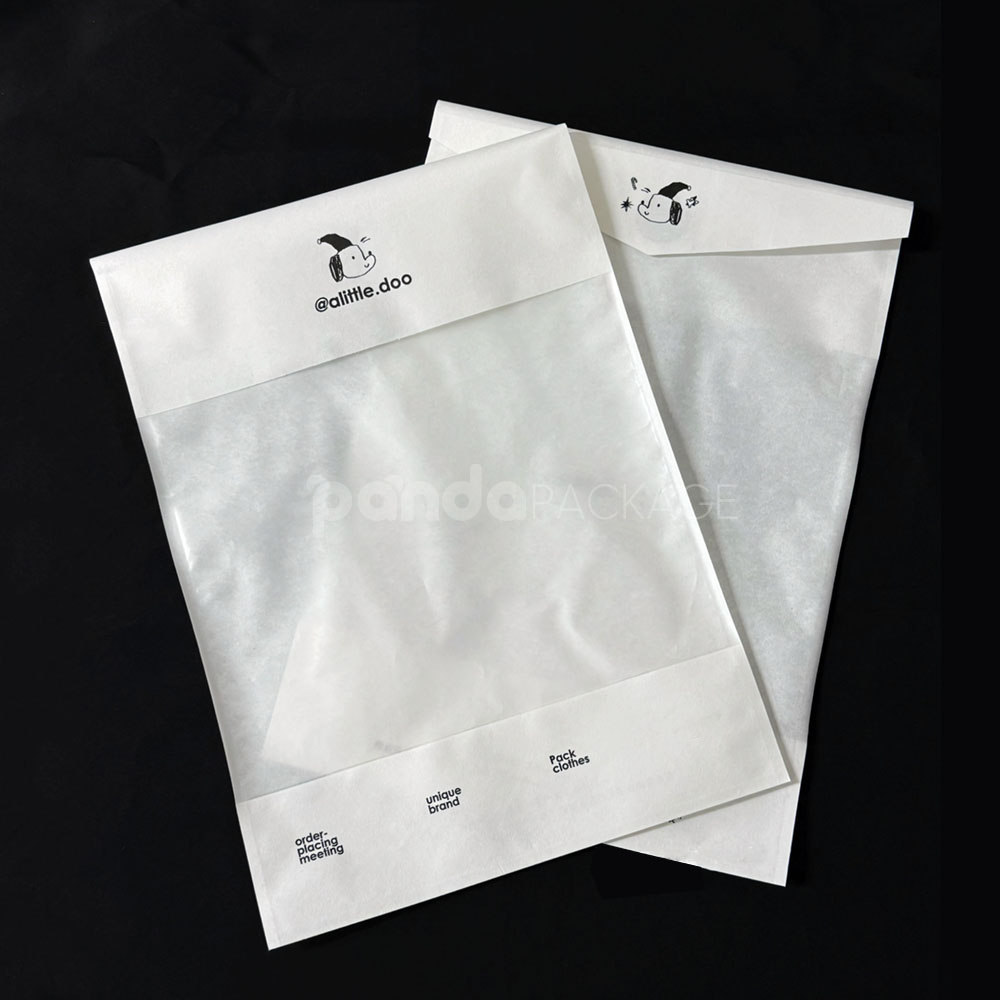 white apparel pouch with velcro closure for lightweight packaging