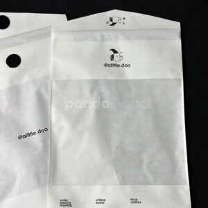 white apparel pouch with velcro closure for lightweight packaging