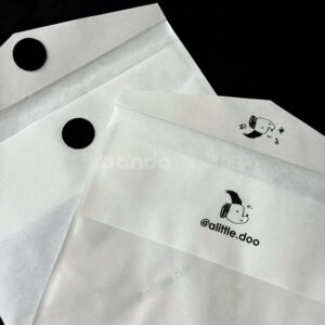 white apparel pouch with velcro closure for lightweight packaging