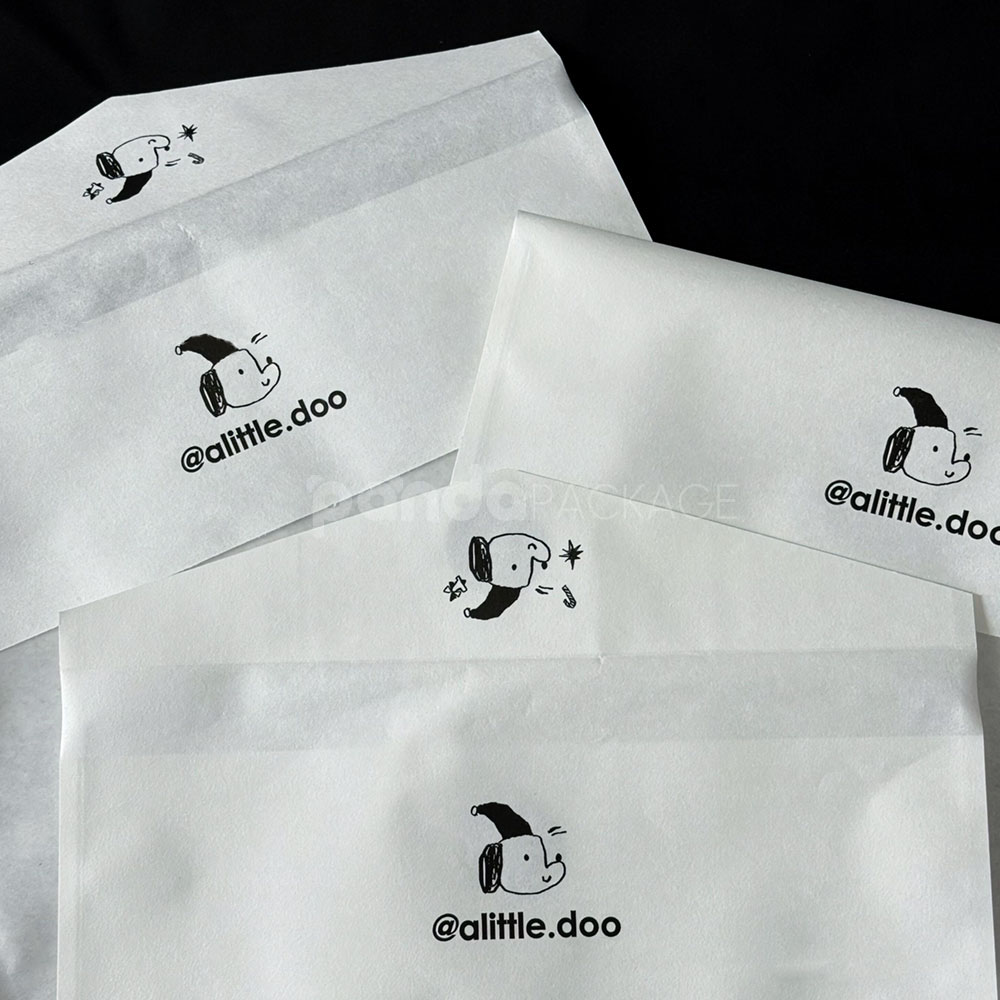 white apparel pouch with velcro closure for lightweight packaging