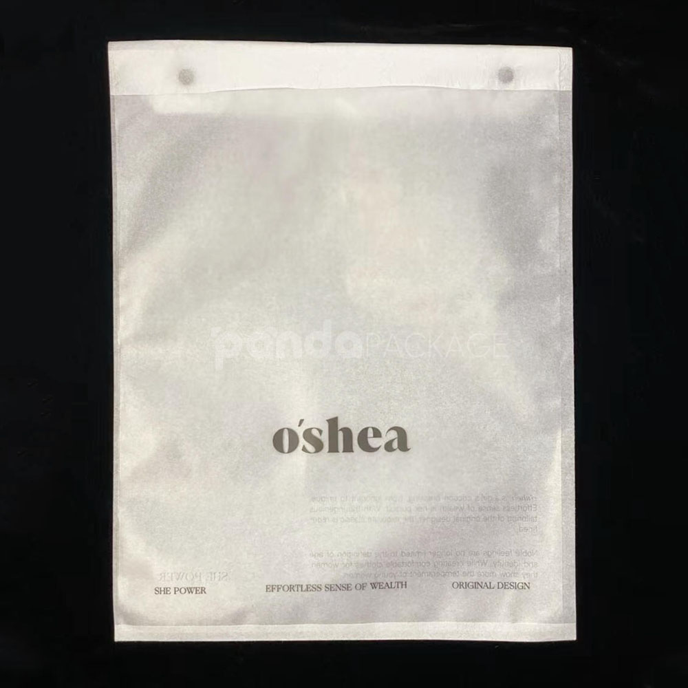 white non-woven apparel pouch with snap button closure design