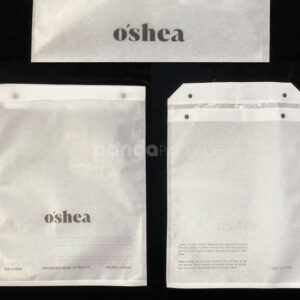 white non-woven apparel pouch with snap button closure design