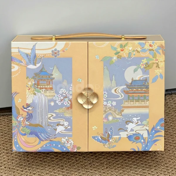 Custom Double Door Food Rigid Box with Handle and Clasp