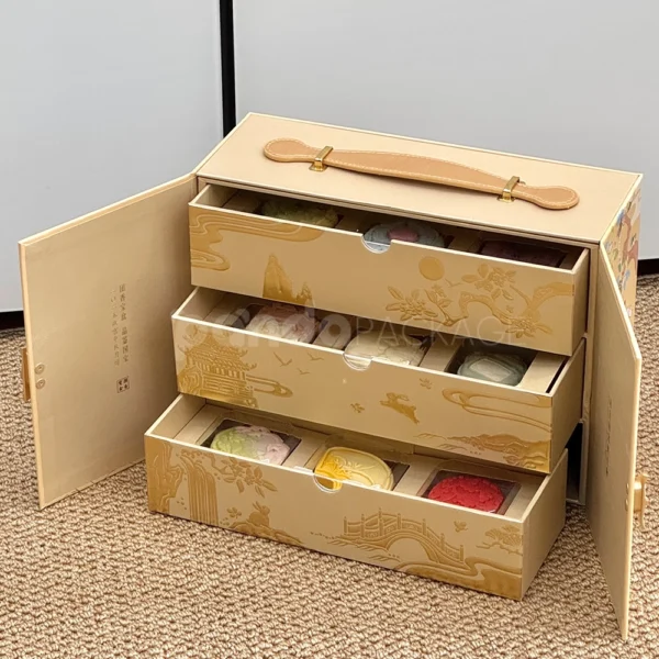 Custom Double Door Food Rigid Box with Handle and Clasp