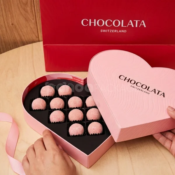 Custom Heart Shape Chocolate Rigid Box with Insert