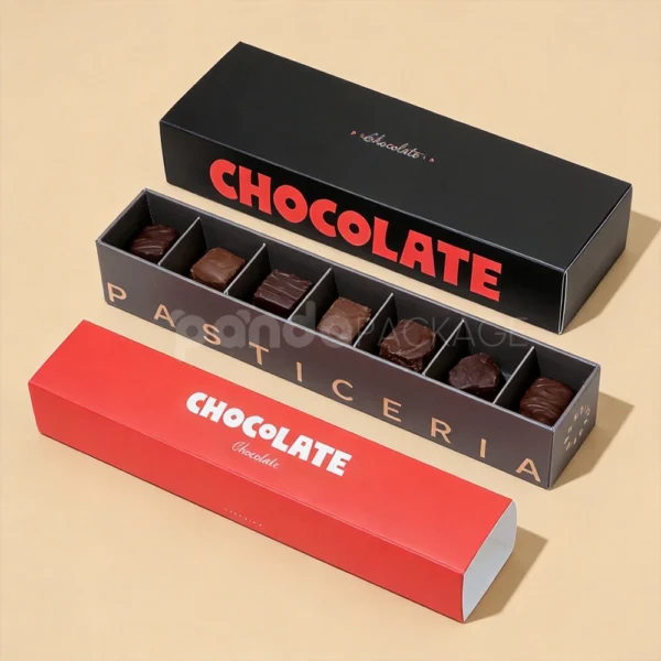 Custom Long Chocolate Rigid Box with Divider Insert