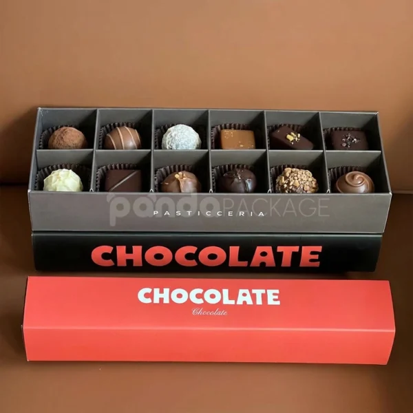 Custom Long Chocolate Rigid Box with Divider Insert