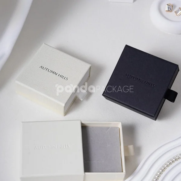 Luxury Drawer Jewelry Rigid Box with Ribbon Pull