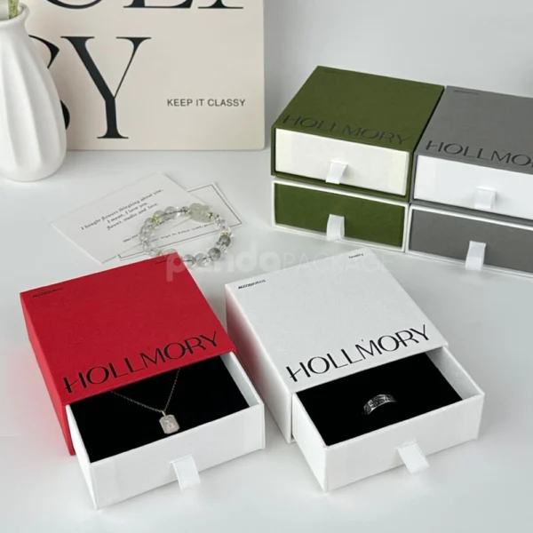 Minimalist Drawer Jewelry Gift Box with Ribbon Pull