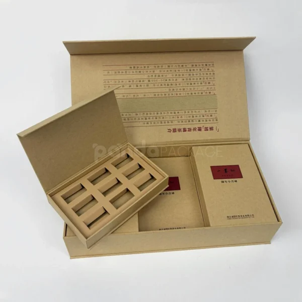 Custom Kraft Book Style Rigid Box with Paper Insert