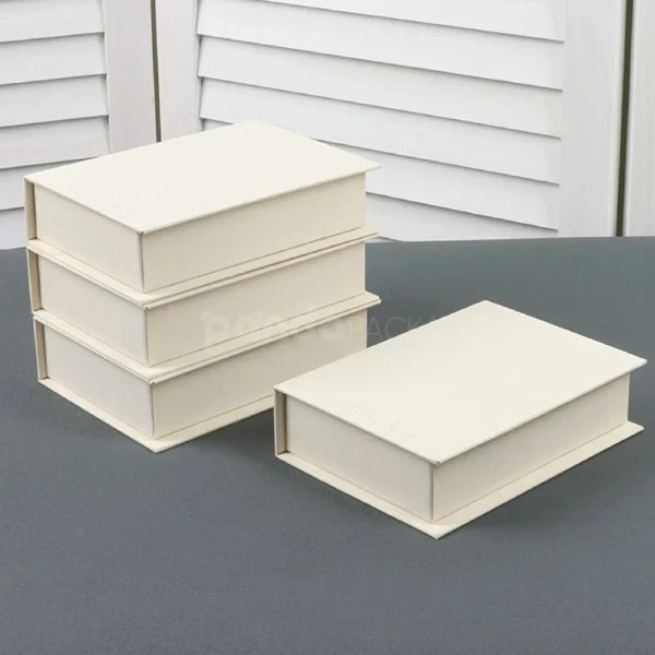 Minimalist Cream Book Style Rigid Box with Debossed Logo