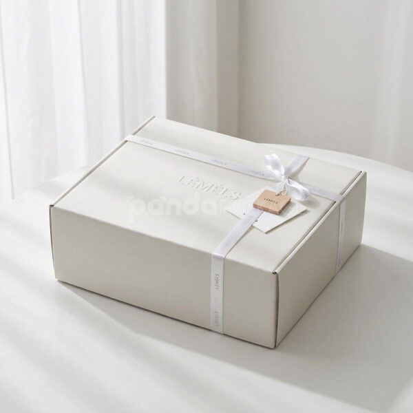 Custom Tall Apparel Rigid Box with Ribbon Tie