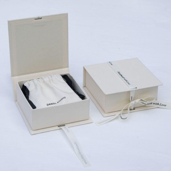 Premium Jewelry Rigid Box Set with Pouch and Ribbon Wrap