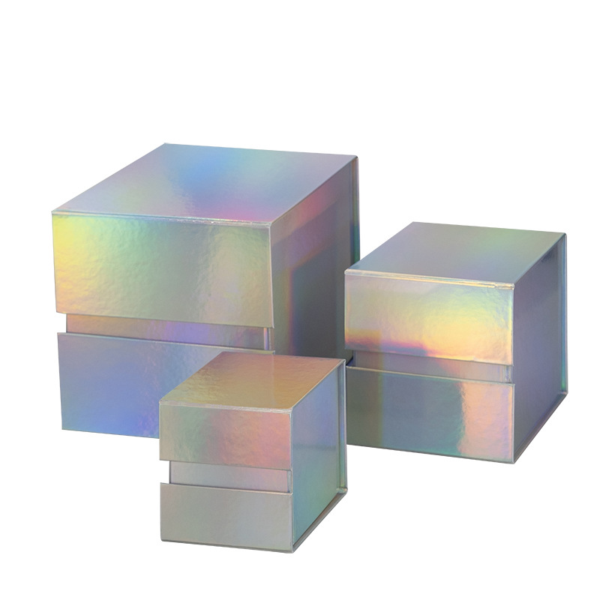 Collapsible Rigid Box with Iridescent Holographic Paper for Luxury Gift Packaging