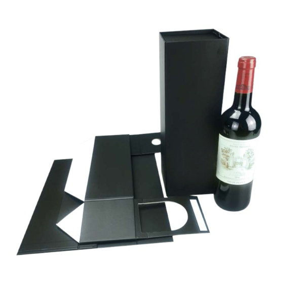 Collapsible Rigid Wine Box with Magnetic Closure for Luxury Bottle Packaging