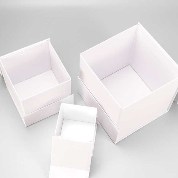 Collapsible Rigid Gift Box in White with Foldable Design for Custom Packaging