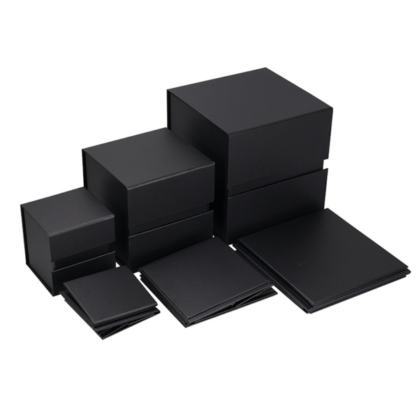 Collapsible Black Rigid Gift Box with Foldable Design for Luxury Packaging