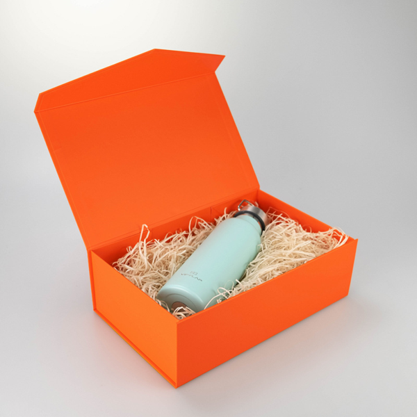 Collapsible Magnetic Rigid Gift Box in Orange with Foldable Design for Custom Packaging
