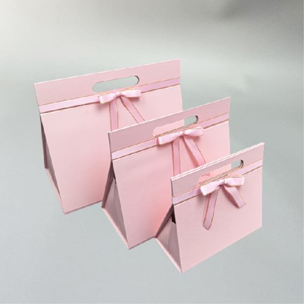 Collapsible Rigid Gift Box Bag with Ribbon Closure for Custom Packaging
