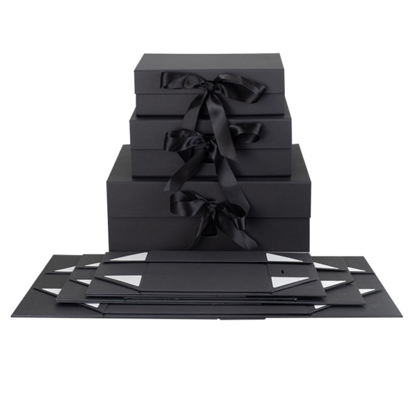 Collapsible Rigid Gift Box with Ribbon Closure for Luxury Packaging