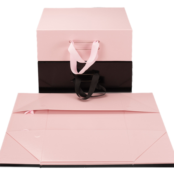 Collapsible Rigid Gift Box with Handle for Custom Packaging