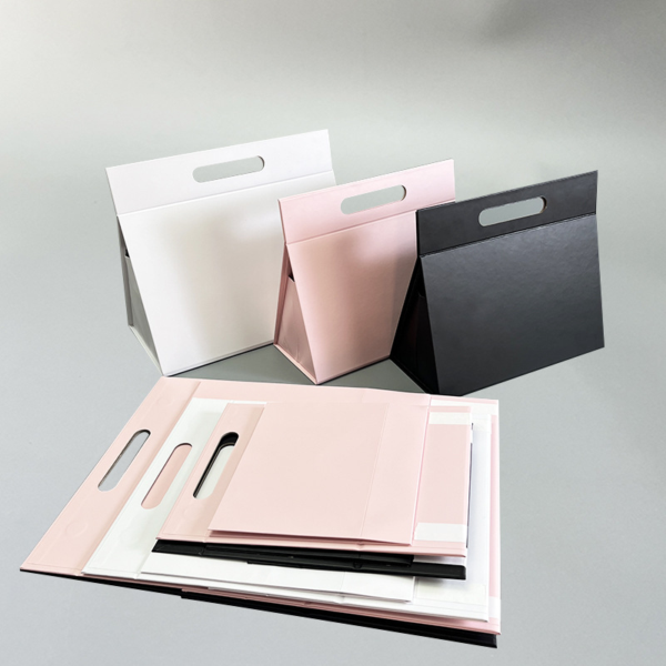 Collapsible Rigid Gift Box with Die-Cut Handle in Multiple Colors