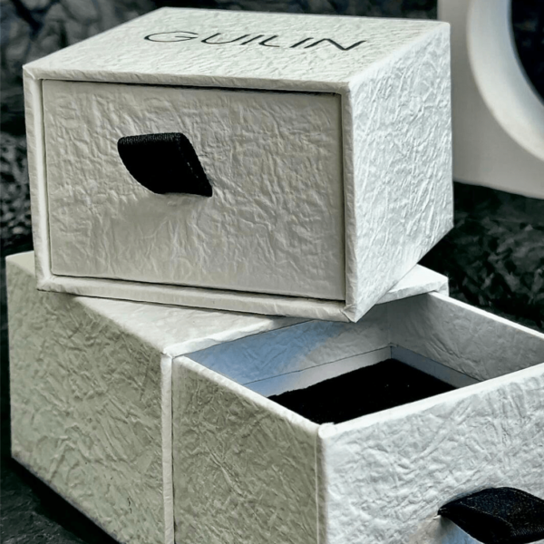 Custom Rigid Drawer Jewelry Box with Textured Handmade Paper