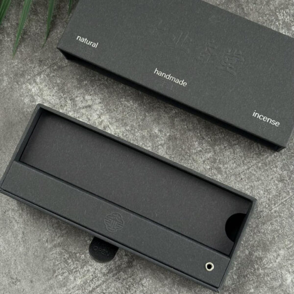 Minimalist Black Drawer Rigid Box for Incense Packaging with Cotton Texture Paper