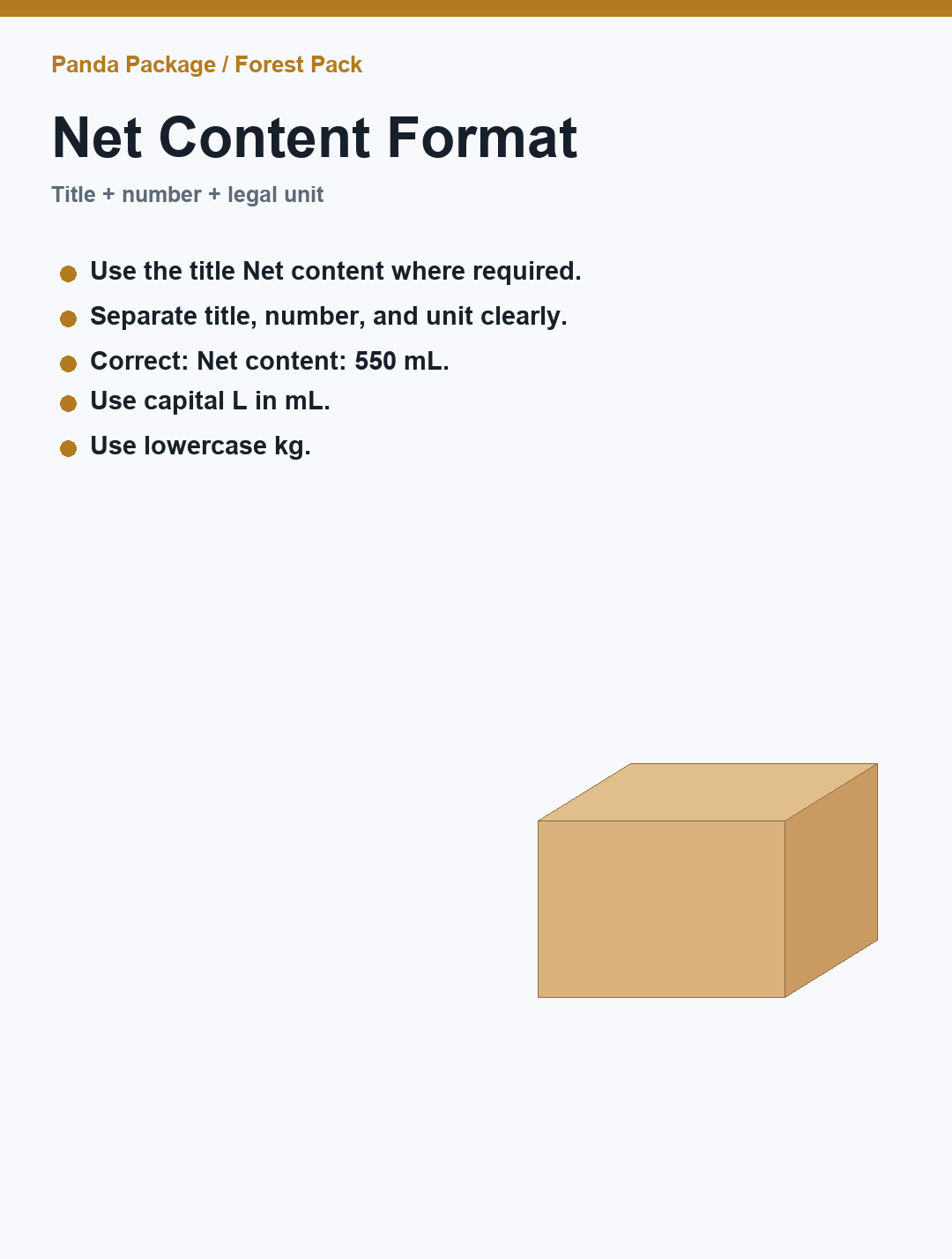 Net content formatting rules