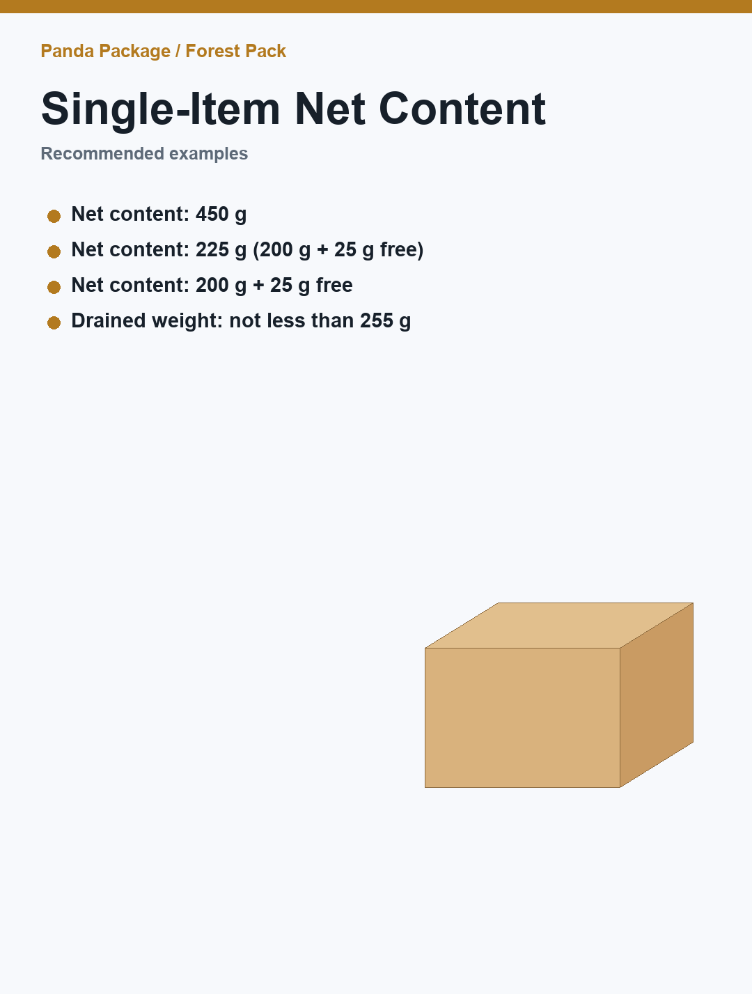 Single-item net content examples